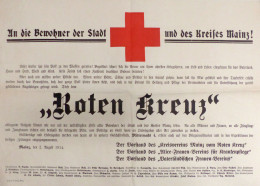 Rotes Kreuz Plakat An Die Bewohner Der Stadt Mainz Vom 02. August 1914 50x70cm - Red Cross