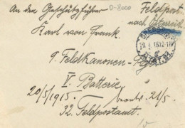 WK I Feldpost Von Deutschland Nach Österreich An Karl Von Frank 1915 (Brief Mit Inhalt) I-II - Altri & Non Classificati