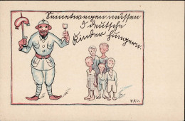 FRANZ. RUHRBESETZUNG 1923 - Seinetwegen Müssen 5 Deutsche Kinder Hungern Sign. Künstlerkarte I-II - Altre Guerre