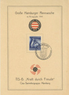 NS-GEDENKBLATT WK II - DINA5-Gedenkblatt S-o HAMBURG GROSSER DEUTSCHLANDSPREIS 1941 I-II - Guerre 1939-45