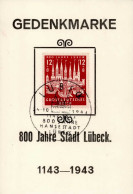 NS-GEDENKBLATT WK II - S-o LÜBECK 24.10.1943 FDC I - Weltkrieg 1939-45