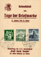 NS-GEDENKBLATT WK II - TAG Der BRIEFMARKE THORN,Westpreussen 1941 S-o I - Guerra 1939-45