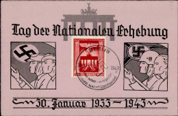 NS-GEDENKKARTE WK II - TAG Der NATIONALEN ERHEBUNG 30. JANUAR 1933-1943 S-o BERLIN I - Weltkrieg 1939-45