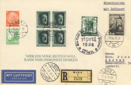 Propaganda Ostmark Wien Österreich/3. Reich MiF Auf R-Luftpost-Brief Rs. Ak-O 1938 I- - Guerra 1939-45