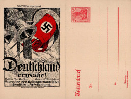 Propaganda WK II Deutschland Erwache Sturmlied Der NSDAP 1923 Als Kartenbrief Ganzsache 40 Pf. Germania I-II - Guerre 1939-45