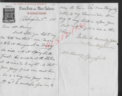 MUSIQUE ÉCOSSE ÉDIMBURG LETTRE COMMERCIALE ILLUSTRÉE 1885 PIANO FORTE & ORGUE AND MUSIC SALOONS : - Manuscrits