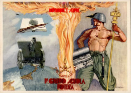 Propaganda WK II - ITALIEN 9.Reggimento Artiglieria Corpo Armata SCUOLA Künstlerkarte Sign. DERCOLI I - Weltkrieg 1939-45