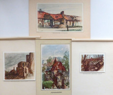 Hitler Aquarelle Mit Geleitwort Von Nasse, Hermann, 4 Auf Karton Montierte Farbtafeln Mit Pergamentpapier Geschützt, Los - Weltkrieg 1939-45