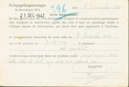 Guerre 40 Kriegsgefangenenlager M Stammlager IXA Ziegenhain Instructions Colis & Accusé Réception Colis Censure - Kriegsgefangenenpost