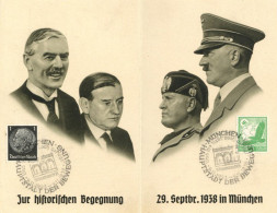 3. Reich Adolf Hitler Duce Münchener Abkommen Doppelkarte 1938 I-II - War 1939-45