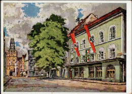 Hitler Braunau A. Inn Das Geburtshaus Nach Orig. Radierung Von Scholz, Willy II (kl.Einriss, Ecken Abgestossen) - Weltkrieg 1939-45