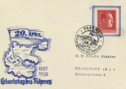 Hitler WK II - Propagandabrief Zum Geburtstag Des Führers S-o PSEWALK 20.4.1938 I - Guerra 1939-45