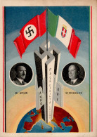 WK II Hitler Und Mussolini II (Marke Entfernt, Fleckig) - War 1939-45