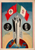 WK II Hitler Und Mussolini II (Marke Entfernt, Fleckig) - Weltkrieg 1939-45
