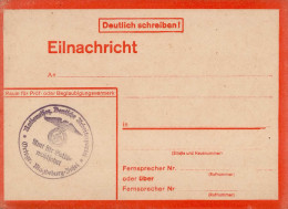 NSDAP Eilnachrichtenkarte NSDAP Amt Für Volkswohlfahrt Ortsgr. Magdeburg-Insel Blanco-Vordruck Ca. 1944 I - Guerre 1939-45