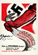 NSDAP WK II - Frühe Prop-Ak TOD Dem WAHREN FEIND! Der INT. HOCHFINANZ HINEIN In Die NSDAP JUDAIKA! Beschrieben 1930 Sign - War 1939-45