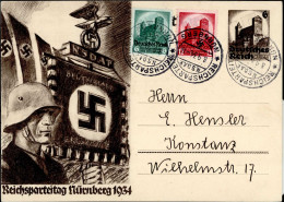Reichsparteitag NSDAP Nürnberg (8500) Sonderstempel Auf Ganzsache 1934 I-II - Weltkrieg 1939-45