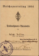 REICHSPARTEITAG NÜRNBERG 1934 WK II - TEILNEHMER-AUSWEIS I - War 1939-45