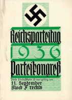 REICHSPARTEITAG NÜRNBERG WK II - Einlaßkarte RP 1936 PARTEIKONGRE? Waager. Gefaltet - Rücks. Klebestelle II - Weltkrieg 1939-45