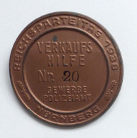 Reichsparteitag WK II Nürnberg (8500) 1938 Plakette Verkaufshilfe Nr. 20 Gewerbepolizeiamt 55mm Hersteller Balmberger, N - Weltkrieg 1939-45