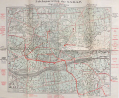 Reichsparteitag WK II Nürnberg (8500) Plan Von Nürnberg Mit Aufmarschstrassen Der Festzüge 8.-14.9.1936, 33x41 Cm II - Guerre 1939-45