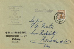 WK II SA Der NSDAP Reitersturm 1/77 Coburg Dienstbrief (ohne Inhalt) Partei-Dienstmarke EF 1939 I-II (links Einriß) - Weltkrieg 1939-45