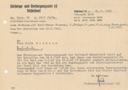 SS Dokument Briefinhalt Von Dem Fürsorge Und Versorgungsamtes Der Waffen-SS über Versorgungsbezüge An Frau Siemsen, Paul - Guerra 1939-45