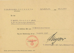 SS Dokument Briefinhalt Zur Beförderung Zum SS-Unterscharführer Von SS-Rottf. Reuter, Karl Am 1.04.1943 I-II - Guerra 1939-45