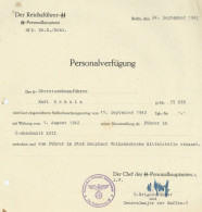 SS Dokument Des SS-Obersturmbannführer Schulz, Karl Zum Stellenbesetzungsantrag 24.11.1942 I-II (gelocht) - Oorlog 1939-45