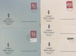 3. Reich NSDAP HJ Hitlerjugend Gefolgschaft 20/438 Nattheim 5x Blanco Frankiert U. Entwertet Am 10. April 1945 I - Guerra 1939-45