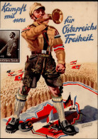 HITLERJUGEND WK II - KÄMPFT MIT UNS FÜR ÖSTERREICHS FREIHEIT! OPFERKARTE D. JUNGEN NATION Beidseitig Mit Briefmarken Gek - Guerra 1939-45