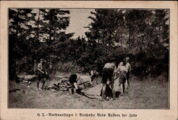 WK II HJ Brahmsee Nordmarklager Beim Aufbau Der Zelte I-II (Klebereste RS) - Guerre 1939-45