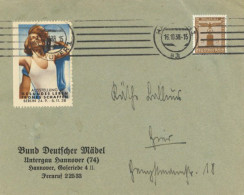 BDM Bund Deutscher Mädel Dienstbrief Parteidienstmarke EF Untergau Hannover 74 Mit Vignette 1938 - Oorlog 1939-45