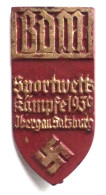 BDM Bund Deutscher Mädel WK II Abzeichen Obergau Salzburg Sportwettkämpfe 1939 Hersteller M 9/25 Sieper Und Söhne, Lüden - Weltkrieg 1939-45