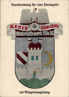 WHW WK II - Wappennagelung EHRENGABE KREIS GLAUCHAU Zum WHW 1934/35 I-II - Guerra 1939-45