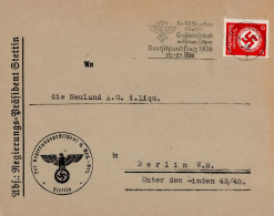 Dienstbrief Landesbehörden Regierungspräsident Stettin 1938 I-II (Bug, Einriß) - Weltkrieg 1939-45