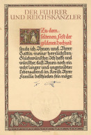 Verleihungsurkunde Goldene Hochzeit Mit Unterschrift Von Adolf Hitler, 24x35 Cm II (li. Unten 4cm Geklebter Einriss) - Oorlog 1939-45