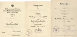 Verleihungsurkunde Lot Mit 1 Urkunde Und 2 Zeugnissen 1941-1944 II - Guerra 1939-45
