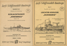 WK II Dokumente Loefs Schiffsmodell-Baubriefe A4 Schlachtschiff Gneisenau Und Nr. 9 Leichter Kreuzer Nürnberg Von Gewerb - Weltkrieg 1939-45