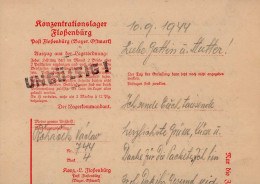 WK II KZ - Post Floßenbürg Bayern Ostmark 10.09.1944 I-II - War 1939-45
