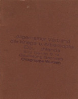 WK II MILITÄR - Dokumente - Seltenes MITGLIEDSBUCH D. ALLGEMEINEN VERBANDes Der KRIEGS- Und ARBEITSOPFER DEUTSCHLANDS Mi - War 1939-45
