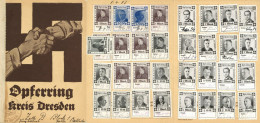 WK II MILITÄR - Dokumente Mitgliedskarte D. OPFERRING Kreis DRESDEN Mit Seltenen Beitragsmarken 1933-1937 I-II - War 1939-45