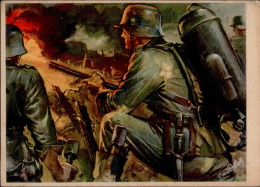 WK II MILITÄR - FLAMMENWERFER Im Kampf (111) Künstlerkarte Sign. Mundorff I-II - War 1939-45