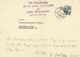 Antipropaganda WK II Österreichischer Antideutscher Propagandastempel Auf Briefvorderseite Vom 11.3.1938 (Tag Des Einmar - Weltkrieg 1939-45