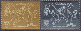 Guyana MNH Gold And Silver Foil Stamps - Honkbal