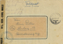 Feldpost WK II 12. April 1945 Überroller Mit US-Zensur Nach Nürnberg (Brief Mit Inhalt!) I-II - Guerra 1939-45