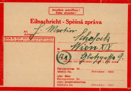 WK II Eilnachrichtenkarte Lebenszeichen Ausgabe Für Böhmen U. Mähren (zweisprachig) Zivile Bedarfsverwendung 1944 (rs. T - Guerra 1939-45