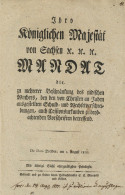 Judaika Schreiben Erlass Von König Friedrich August I. Zur Beschränkung Des Jüdischen Wuchers, Dresden 1811, 6 S. Origin - Judaisme