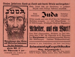 Judaika - ÖSTERREICH - Beidseitig Bebilderter Propagandazettel! Für Das Buch JUDA Betrachtungen über Wesen Und Wirken De - Jewish