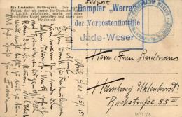 WK I Marine-Feldpost Dampfer Werra Der Vorpostenflottille Jade-Weser 1915 - War 1914-18